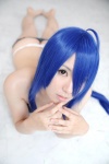 ahoge bikini blue_hair cosplay denim ikkitousen kanu_unchou kibashi shorts swimsuit rating:Safe score:2 user:nil!