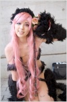 animal_ears cat_ears catgirl cosplay felicia fur fuyu_tsugu garters hairband kneehighs pantyhose paw_gloves pink_hair red_eyes tail vampire_(game) rating:Safe score:1 user:lolzin