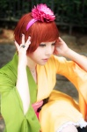 cosplay dress hachimaru hairband kanoko pantyhose pop'n_music red_hair striped rating:Safe score:0 user:nil!