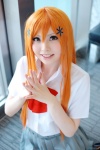 bleach blouse cosplay inoue_orihime orange_hair pleated_skirt skirt soubi_zero rating:Safe score:1 user:nil!