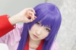 bakemonogatari blouse cosplay hiokichi purple_eyes purple_hair senjougahara_hitagi rating:Safe score:0 user:pixymisa