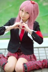 <3 blazer blouse cosplay hazuki_minami hinamori_amu leggings pink_hair pleated_skirt school_uniform shugo_chara! side_ponytail skirt tie rating:Safe score:1 user:nil!