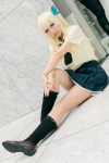 blonde_hair blouse boku_wa_tomodachi_ga_sukunai cosplay kashiwazaki_sena kneesocks pleated_skirt scarf_tie school_uniform skirt yuushi rating:Safe score:0 user:pixymisa