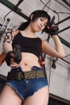 black_lagoon cosplay croptop cutoffs denim guns holsters kohinata_rei midriff ponytail revy tank_top rating:Safe score:0 user:nil!
