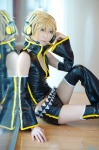 blonde_hair bodysuit choker cosplay crossplay detached_sleeves headset kagamine_len leggings shorts tatsuki_(ii) vocaloid rating:Safe score:2 user:nil!