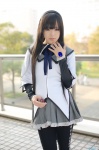 akemi_homura blouse cosplay hairband kipi pantyhose pleated_skirt puella_magi_madoka_magica skirt rating:Safe score:2 user:nil!