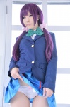 blazer blouse cosplay haruka love_live!_school_idol_project love_m@ster panties pleated_skirt purple_hair school_uniform skirt skirt_lift tojo_nozomi twintails rating:Safe score:0 user:nil!
