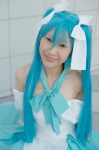 blue_hair cosplay dress hair_ribbons hatsune_miku hitobashira_alice_(vocaloid) kiyu twintails vocaloid rating:Safe score:0 user:nil!