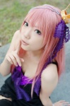 cleavage cosplay crown dress hairband hair_ribbons ibara megurine_luka pink_hair thighhighs vocaloid world_is_mine_(vocaloid) zettai_ryouiki rating:Safe score:2 user:nil!