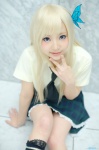 asae_ayato blonde_hair blouse boku_wa_tomodachi_ga_sukunai cosplay kashiwazaki_sena kneesocks pleated_skirt school_uniform skirt rating:Safe score:3 user:nil!