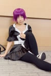 bakemonogatari black_legwear cosplay dress pantyhose purple_hair reco senjougahara_hitagi rating:Safe score:2 user:pixymisa