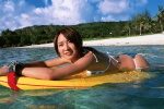 beach bikini bodyboard kamata_natsumi ocean ponytail side-tie_bikini striped swimsuit wet ys_web_227 rating:Safe score:2 user:nil!
