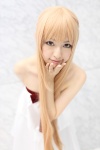 asuna_(sao) blonde_hair bow cosplay halter_top mai_(ii) skirt sword_art_online rating:Safe score:1 user:pixymisa
