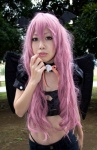 choker cleavage cosplay croptop keyhole megurine_luka pink_hair shorts vocaloid wacha wings rating:Safe score:0 user:pixymisa