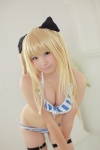 bikini blonde_hair cleavage cosplay enako golden_darkness hairbows swimsuit to_love-ru twintails rating:Safe score:9 user:nil!