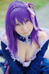 cleavage cosplay fate/hollow_ataraxia fate/series gown hair_ribbons hazuki_minami matou_sakura purple_hair rating:Safe score:3 user:nil!