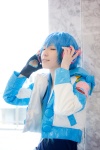 blue_hair cosplay crossplay dramatical_murder fingerless_gloves gloves headphones ishiori_arie jacket seragaki_aoba trousers tshirt rating:Safe score:0 user:pixymisa
