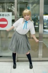 blonde_hair blouse cosplay kneesocks miyashita_masashi oniichan_to_issho pleated_skirt school_uniform shiki skirt twin_braids rating:Safe score:0 user:nil!