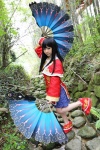 blouse cosplay da_qiao fan hat higurashi_ran miniskirt sheer_legwear shin_sangoku_musou skirt rating:Safe score:1 user:nil!