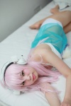 babydoll bra cosplay headphones hiiragi_haruka nitro_super_sonic panties pantyhose pink_hair sheer_legwear super_soniko rating:Safe score:0 user:pixymisa