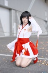 cosplay detached_sleeves fuuka_(iv) miko pleated_skirt skirt skirt_lift socks tagme_model tagme_series yukata rating:Safe score:1 user:nil!
