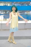 ahoge aqua_hair boots cosplay dress macross macross_frontier miharu ranka_lee scarf rating:Safe score:1 user:nil!
