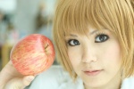 amane_misa apple blonde_hair blouse cosplay death_note rinka school_uniform tie twintails rating:Safe score:0 user:nil!
