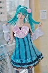 aqua_hair colorful_x_melody_(vocaloid) cosplay detached_sleeves dress hatsune_miku kei project_diva thighhighs twintails vocaloid zettai_ryouiki rating:Safe score:2 user:nil!