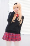 blonde_hair blouse cosplay hairbow mashiro_rima nakuru pantyhose pleated_skirt school_uniform shugo_chara! skirt sweater tie rating:Safe score:1 user:pixymisa