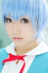 ameri ayanami_rei blouse blue_hair cosplay neon_genesis_evangelion school_uniform rating:Safe score:0 user:nil!