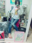 hoodie iiniku_ushijima iphone jeans mirror self-shot tshirt rating:Questionable score:3 user:nil!