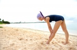 ass ayane_(doa) beach cosplay dead_or_alive headband ocean one-piece_swimsuit purple_hair school_swimsuit swimsuit tachibana_minami rating:Safe score:0 user:nil!