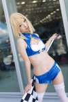 ageha blonde_hair cosplay croptop fate/series fate/stay_night flag pantyhose saber shorts thighhighs rating:Safe score:3 user:pixymisa