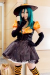 corset cosplay crinoline dress elbow_gloves gloves green_hair miniskirt necklace original sin skirt thighhighs witch witch_hat zettai_ryouiki rating:Safe score:2 user:pixymisa