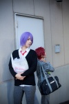 akashi_seijuro blazer bookbag cardigan cosplay crossplay kuroko_no_basuke mogeta murasakibara_atsushi purple_hair red_hair shirt tie trousers zyonita rating:Safe score:0 user:pixymisa