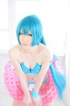 aqua_hair bathroom bikini cleavage colorful_pop_star!! cosplay haruka hatsune_miku ponytail swimsuit vocaloid rating:Safe score:1 user:nil!