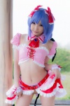 blouse blue_hair bonnet bow cosplay croptop half_skirt_open_front lenfried remilia_scarlet tail_plug touhou wings rating:Questionable score:4 user:nil!
