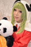 cosplay green_hair gumi panda_hat plushie red_eyes rino robe vocaloid rating:Safe score:0 user:pixymisa