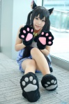 animal_ears asae_ayato bell cat_ears catgirl cat_paws cosplay dress hair_ties k-on! nakano_azusa pantyhose tail twintails rating:Safe score:2 user:pixymisa