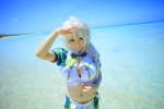 beach bikini braid cleavage cosplay croptop half-skirt kantai_collection kuubo- ocean saku side-tie_bikini silver_hair swimsuit unryuu_(kantai_collection) rating:Safe score:0 user:nil!