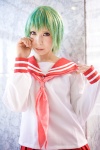 ari cosplay green_hair iwasaki_minami lucky_star miniskirt pleated_skirt sailor_uniform school_uniform skirt rating:Safe score:0 user:nil!