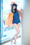 bakemonogatari brown_eyes cheri cosplay hat jacket sengoku_nadeko swimsuit rating:Safe score:1 user:pixymisa