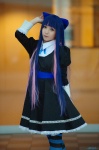 blue_hair cosplay dress hairbow mikuro pantyhose panty_&_stocking_with_garterbelt pink_hair stocking_(psg) striped rating:Safe score:1 user:nil!