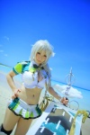 beach bikini black_legwear boots braid cleavage cosplay croptop half-skirt kantai_collection kuubo- ocean saku side-tie_bikini silver_hair swimsuit thigh_boots thighhighs unryuu_(kantai_collection) rating:Safe score:1 user:nil!