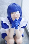 apron blue_hair boots cosplay dress eyepatch gloves ikkitousen kneesocks maid maid_uniform pantyhose ryomou_shimei sheer_legwear yuu rating:Safe score:0 user:nil!