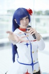 blue_hair choker cosplay idolmaster jacket kisaragi_chihaya microphone miniskirt skirt yuzuki_aya_(ii) rating:Safe score:0 user:nil!