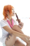 blouse cosplay denim fuku gun nami_(one_piece) one_piece orange_hair shorts rating:Safe score:1 user:nil!