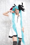 aqua_hair blouse cosplay hatsune_miku headdress miniskirt pokemaru skirt thighhighs twintails vocaloid world_is_mine_(vocaloid) zettai_ryouiki rating:Safe score:1 user:pixymisa