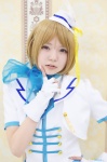 blonde_hair blouse cosplay fingerless_gloves garrison_cap ki-ko koizumi_hanayo love_live!_school_idol_project pleated_skirt skirt rating:Safe score:0 user:nil!