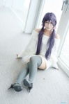 cosplay dress green_legwear love_live!_school_idol_project purple_hair roku_(ii) sweater_dress thighhighs toujou_nozomi twintails zettai_ryouiki rating:Safe score:0 user:nil!